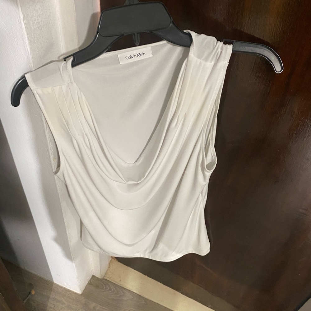 Calvin Klein Women's Cream Draped Tank Top